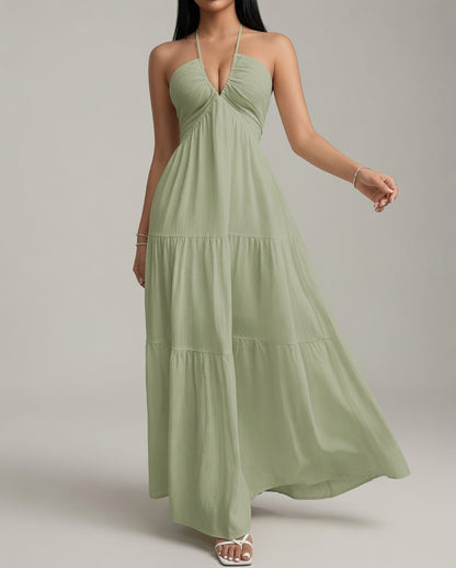 Vestido maxi sin mangas Verano Muse™ Essential Tank - Vestido playero acampanado | Corte suelto minimalista