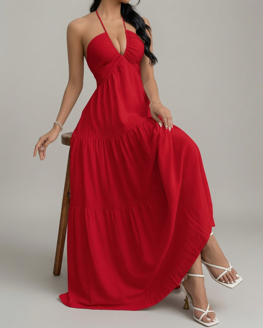 Vestido maxi sin mangas Verano Muse™ Essential Tank - Vestido playero acampanado | Corte suelto minimalista