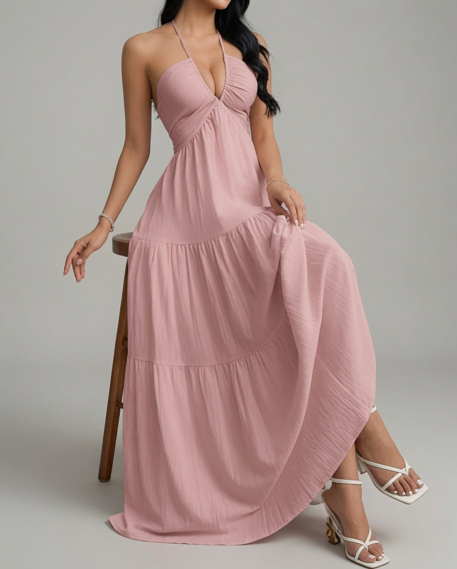 Vestido maxi sin mangas Verano Muse™ Essential Tank - Vestido playero acampanado | Corte suelto minimalista