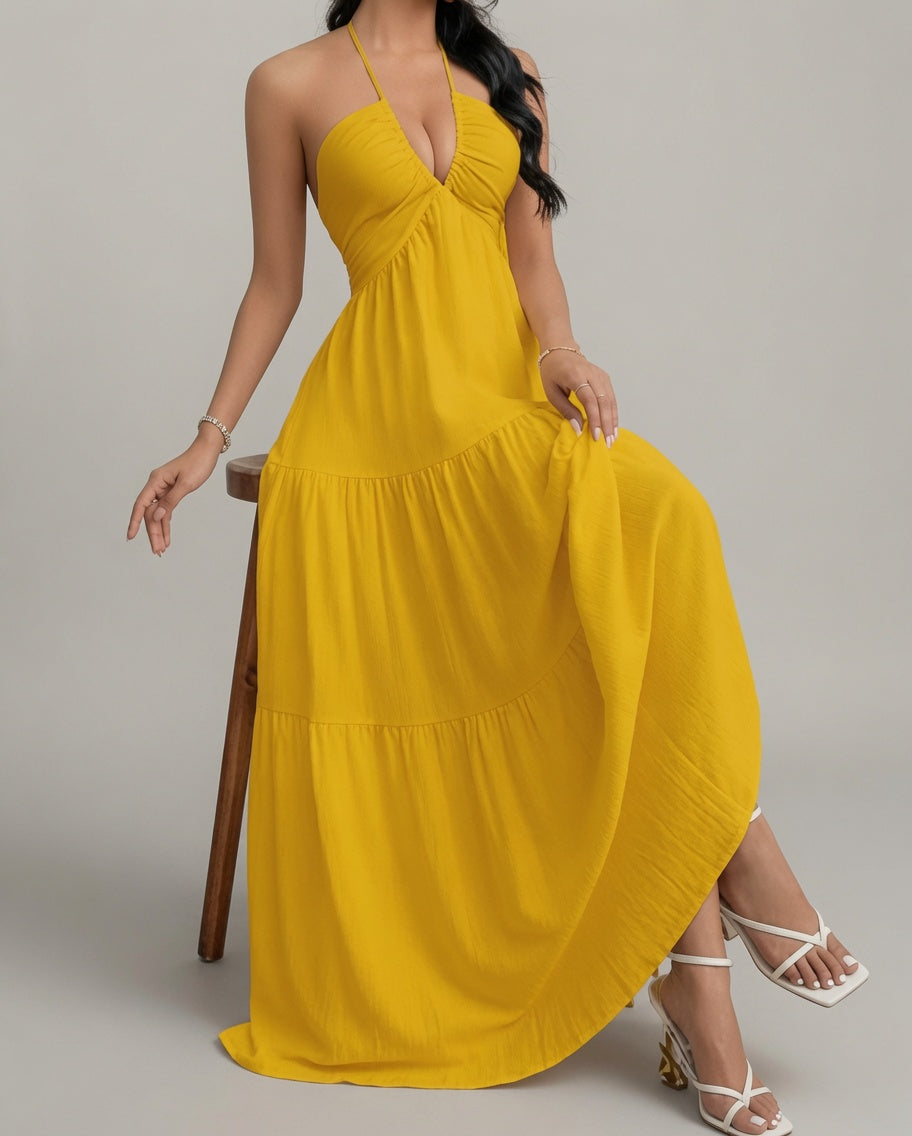 Vestido maxi sin mangas Verano Muse™ Essential Tank - Vestido playero acampanado | Corte suelto minimalista