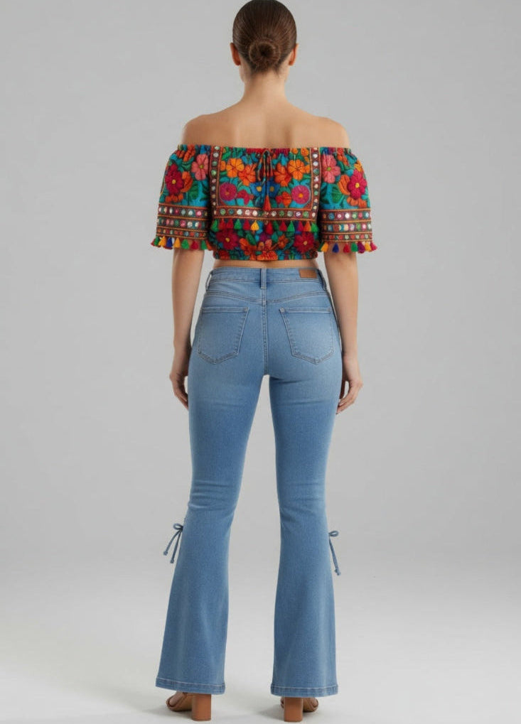 Vaqueros de mujer tiro medio, pantalones vaqueros elásticos