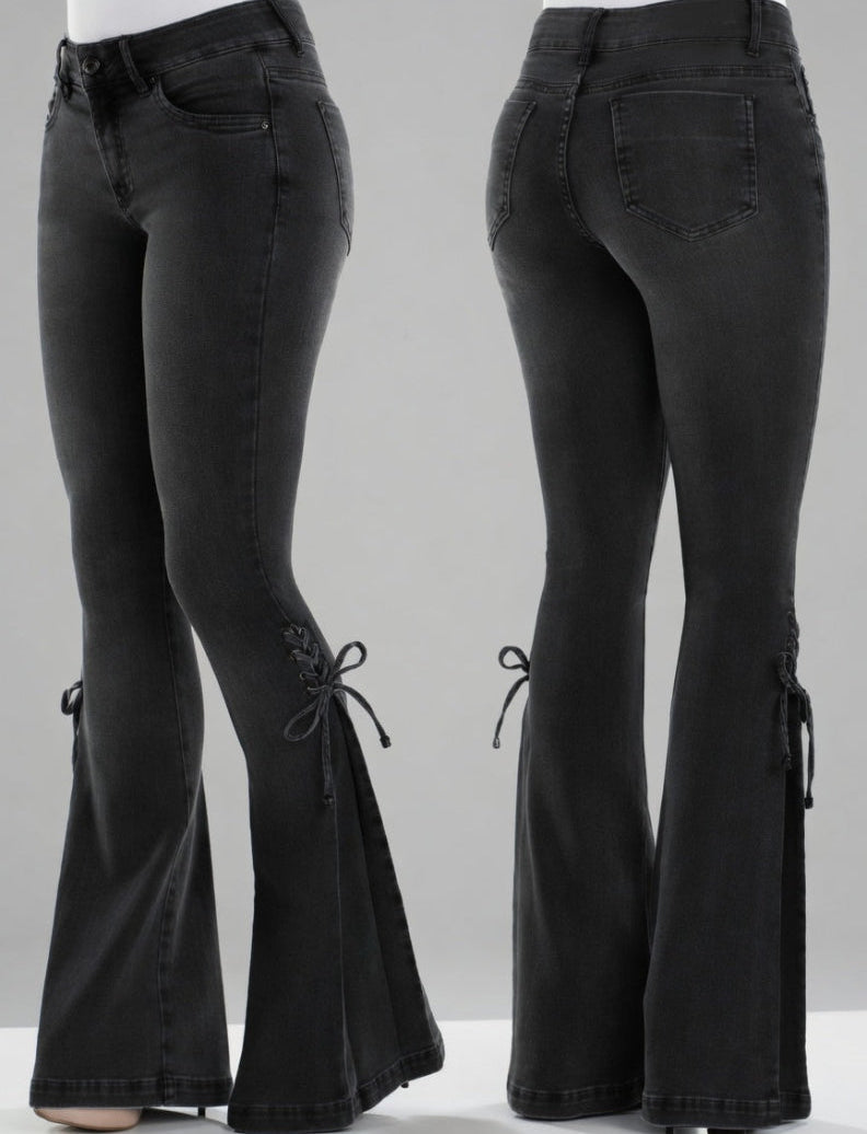 Vaqueros de mujer tiro medio, pantalones vaqueros elásticos