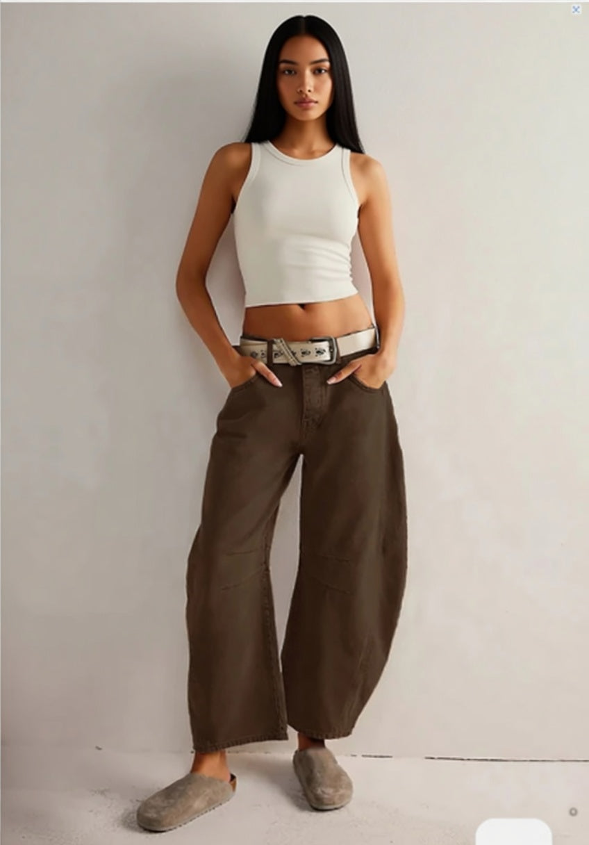 Vaqueros tipo 'barrel' de tiro medio y talle alto Verano Muse™ elásticos con pernera ancha a la moda