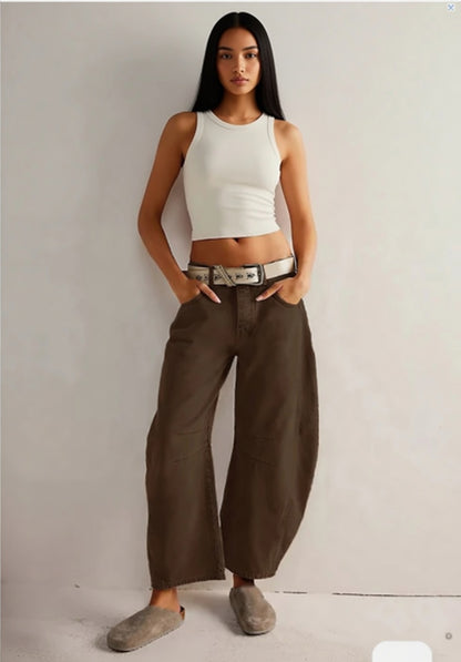 Vaqueros tipo 'barrel' de tiro medio y talle alto Verano Muse™ elásticos con pernera ancha a la moda