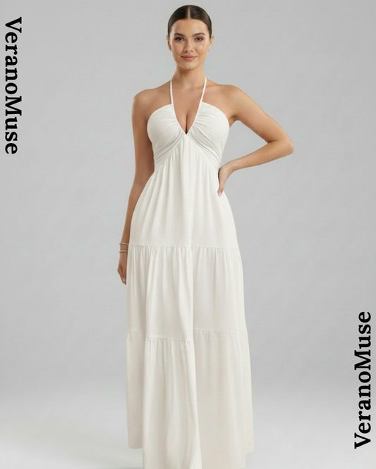 Vestido maxi sin mangas Verano Muse™ Essential Tank - Vestido playero acampanado | Corte suelto minimalista